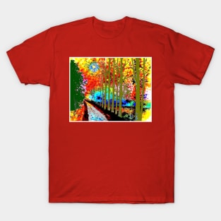 Fall foliage A Woodland Scene Painting Print T-Shirt